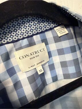 CON.STRUCT men’s business casual Slim Fit Blue Check long sleeve XL Shirt